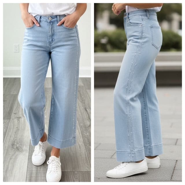 CROP WIDE LEG W/ EMB