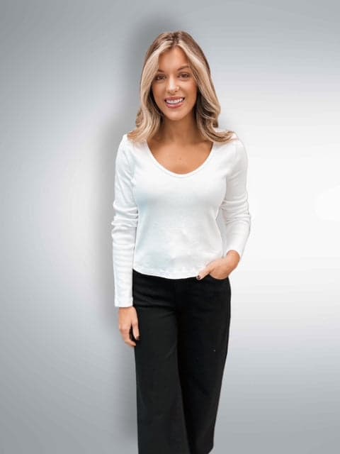 White Scoop Neck Top
